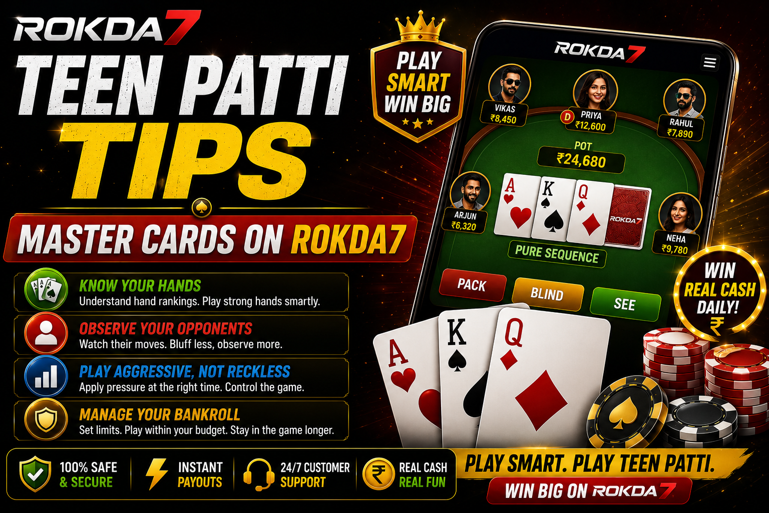 Teen Patti tips winning strategies rokda7 India